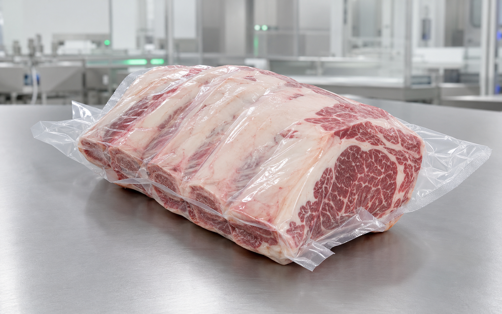 Imagen referencial de carne con hueso envasada al vacío